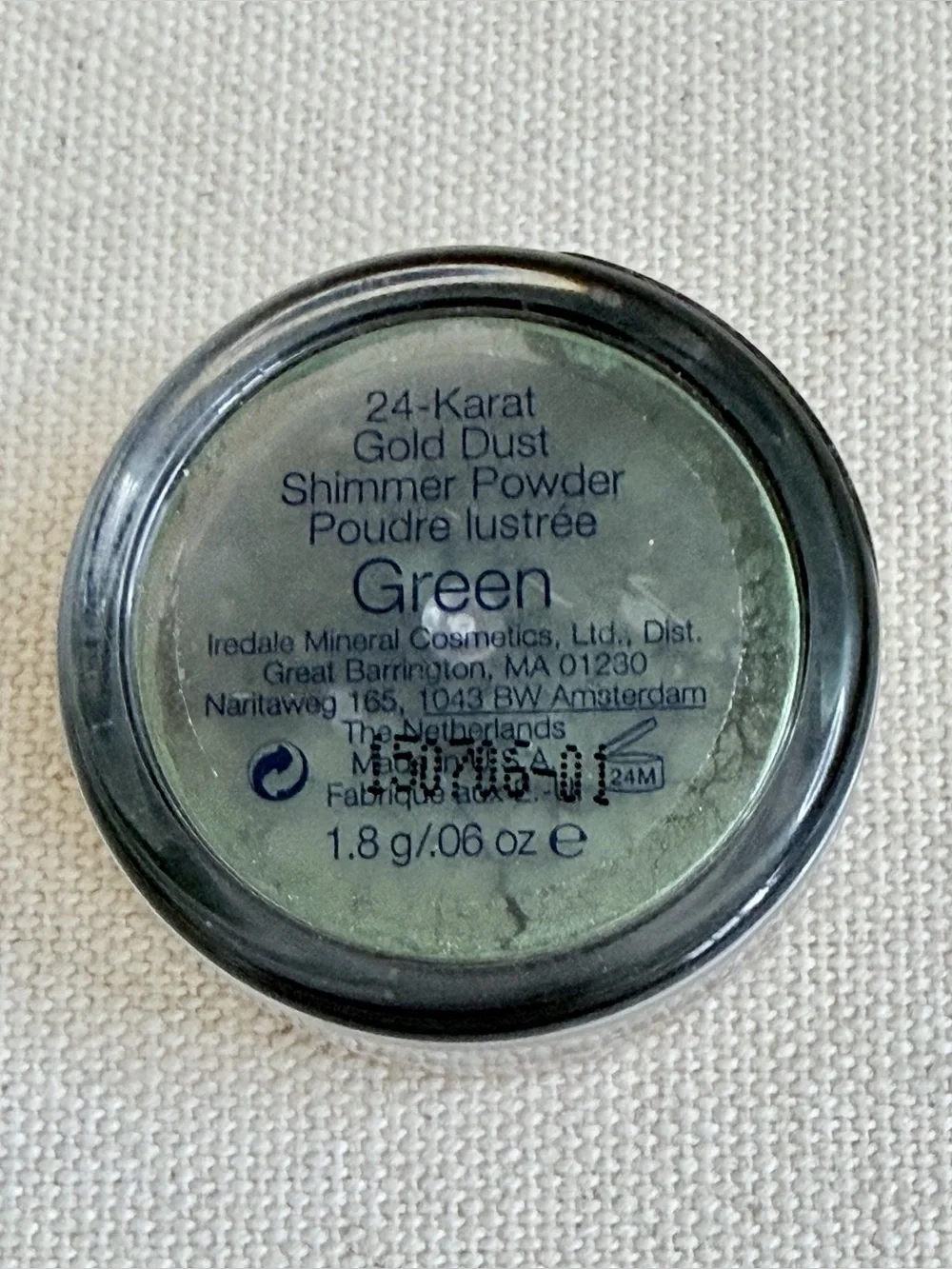 New Rare Jane Iredale 24-Karat Gold Dust Loose Shimmer Powder Color Green Tester